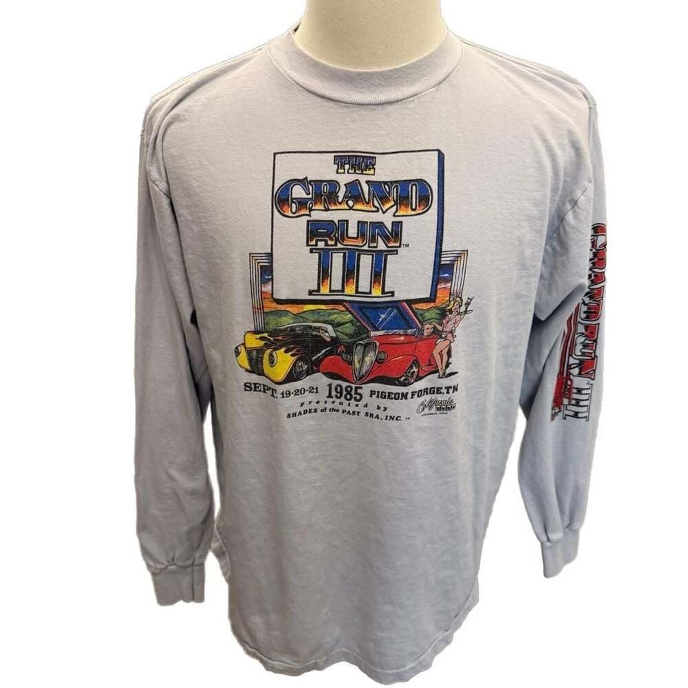 Vintage 1985 Grand Run III Pigeon Forge TN Long Sleeve Hot Rod T-Shirt